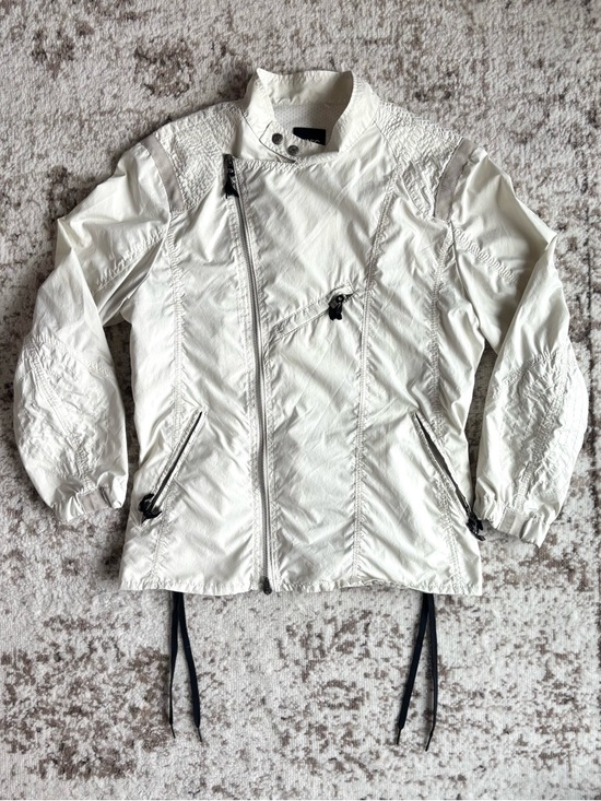 CNC Costume National Jackets & Blazers - Vintage CNC Costume National White Asymmetric Zip Moto/Windbreaker Jacket